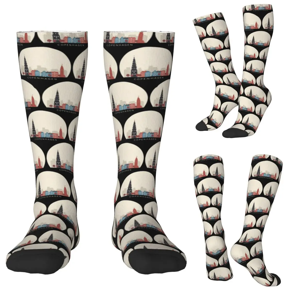 Copenhagen Travel Icon Socks Harajuku Stockings All Season Long Socks Accessories for Man Woman Birthday Present