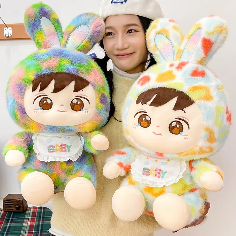 Nouveau grande taille mignon cravate colorant coloré lapin en peluche mignon lapin en peluche oreiller cadeau pour filles enfants anniversaire cadeau de noël