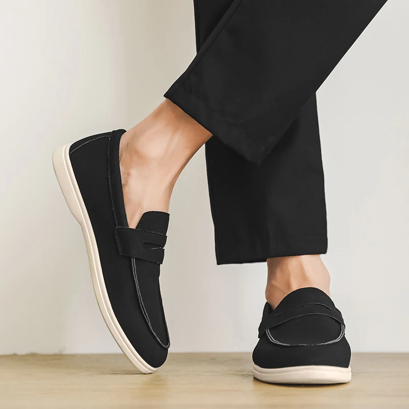 رجال الأعمال عارضة أحذية جلدية المتسكعون الكلاسيكية حذاء رجالي خفيفة الوزن لينة الأخفاف كسول أحذية الانزلاق على أحذية القيادة الشقق #6