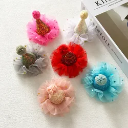 Princess Birthday Girl Hat Baby Hair Band Little Crown Sequin Headwear Pink Blue First Birthday Party Crown