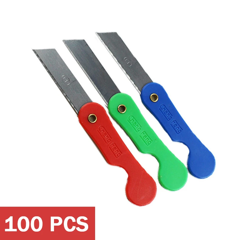 折りたたみ式アートナイフ,小さな紙カッター,鉛筆削り,文房具,手作りナイフ,卸売り,100個
