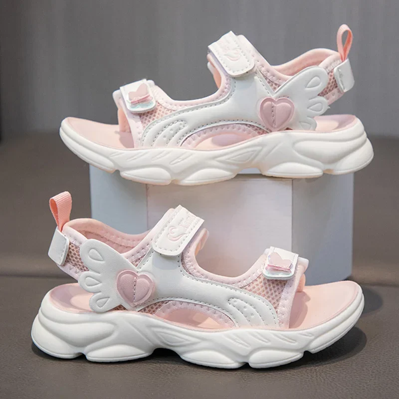 

Girls Beach Shoes Kids Sandals Open Toes Soft Sole New Girl's Princess Sandals Fashion Lightweight Kid's Sports Beach Shoes
