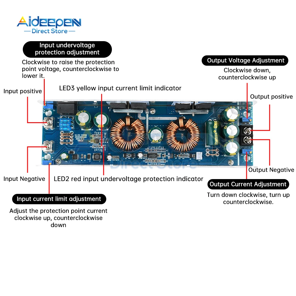 1000W 40A DC-DC Boost Converter Step Up Power Supply Module 10.5-75V to 12-85V Adjustable Voltage Charger