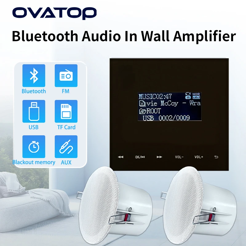 

Home Theater Wall amplifier Bluetooth-compatible Sound amplificador de sonido 2 channel Music panel for Hotel Residential