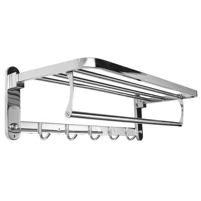 

304 stainless steel wall-mounted bathroom towel rack with hook
