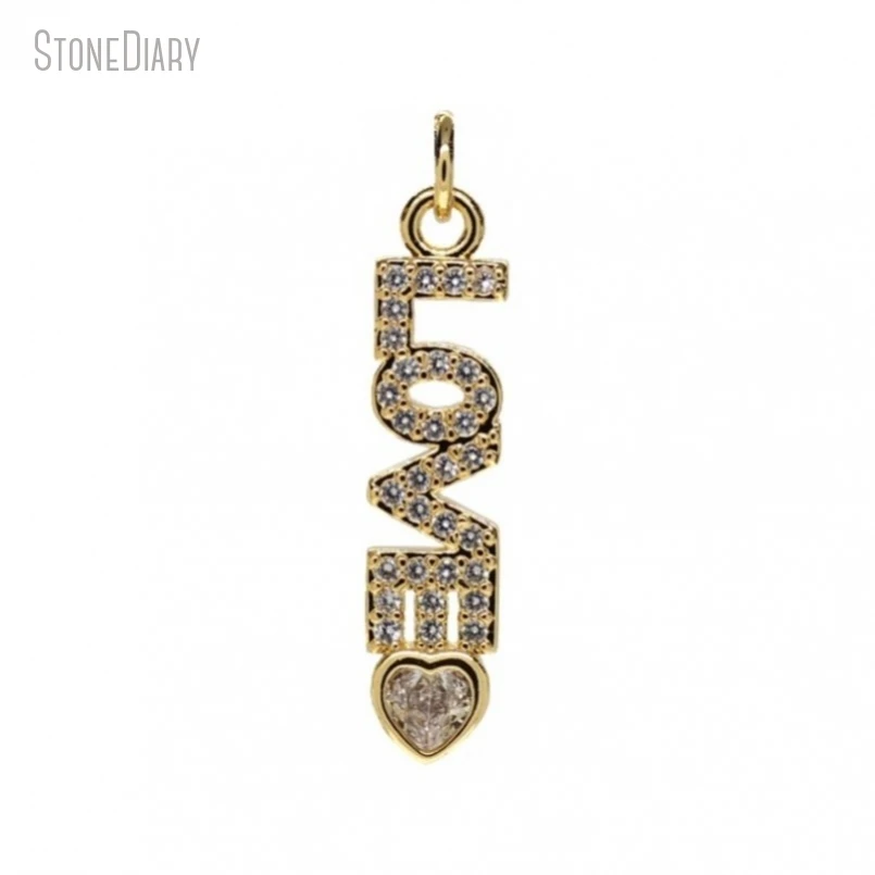 

5Pcs Wholesale Gift For Her Jewelry Heart Letter Love Point Gold Plated Invisible Setting Clear Cubic Zirconia Pendant PM49011