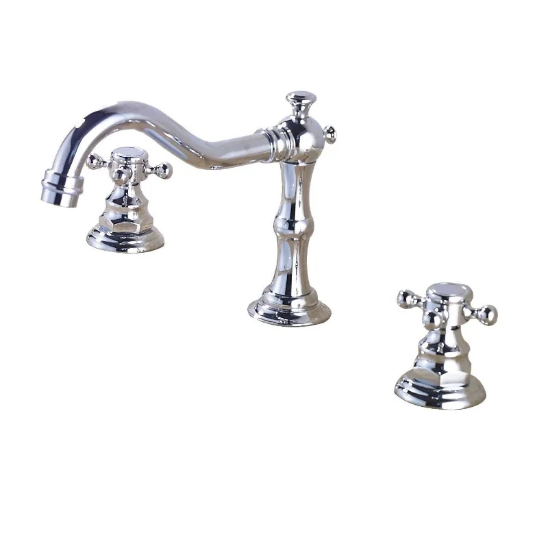 

Copper-plated gold-plated split bidet basin hot and cold faucet three-piece set, three-hole double-handle washbasin faucet