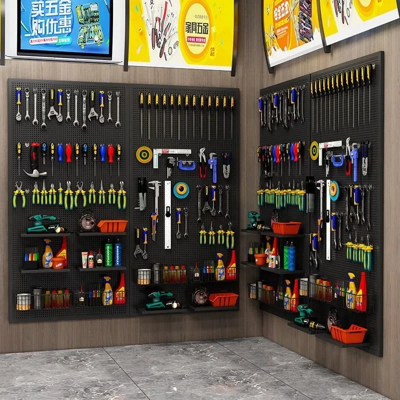 

Metal Tools Storage Hole Plates Wall Mounted Hardware Tool Display Rack Peg Board Multifunctional Wall Tools Packaging