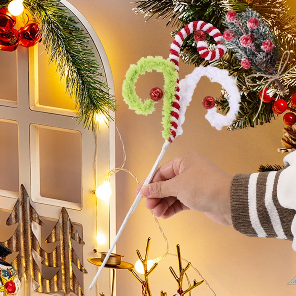 10/1 قطعة عيد الميلاد الملونة الغزل مصاصة قصاصات شجرة عيد الميلاد قصب الحلوى فرع معلقة قلادة Craft بها بنفسك الحرفية ديكور المنزل الطرف #3