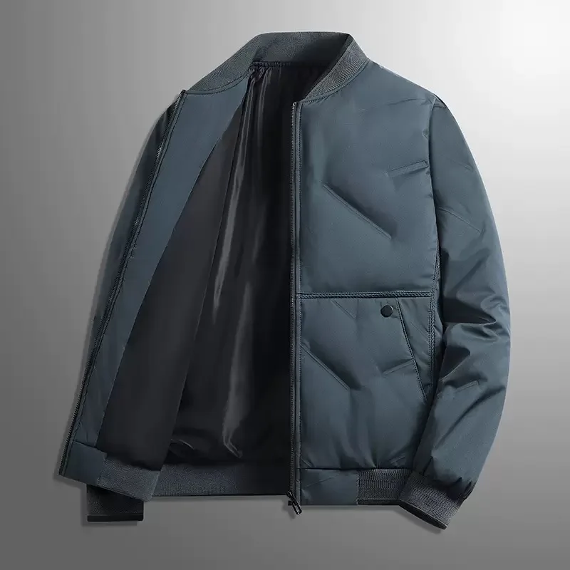 

New down jacket men's autumn and winter thick baseball jacket winter jacket stand collar trendy brand short duck down jacket