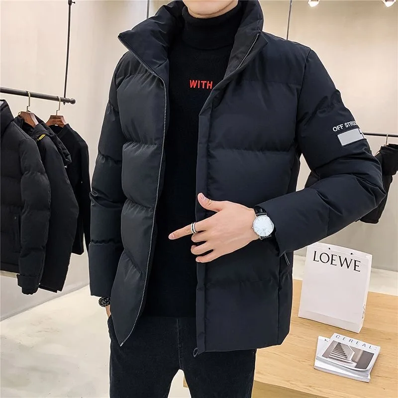 2024 Autumn and Winter Fashion Solid Color Cotton-Padded Jacket For Men Casual Loose Comfortable Thick Warm Large Size Coat 4XL