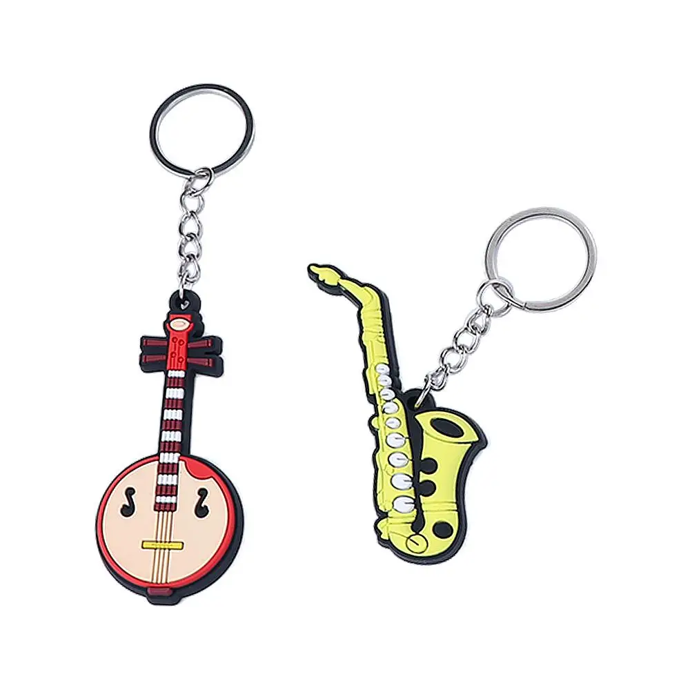 Jewelry Bag Jewelry Silicone Violin Piano Guitar Keyring Holder Guitar Keychain Musical Instrument Pendant Guitar Key Rings