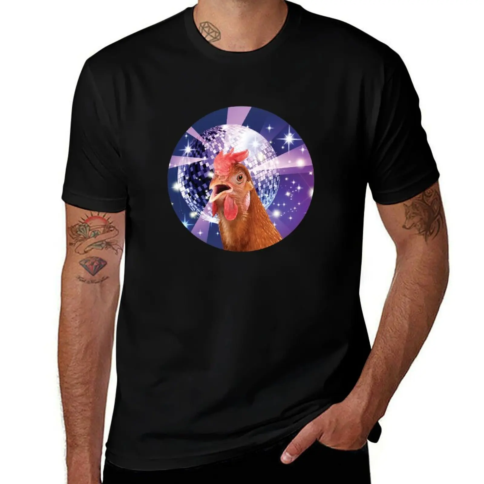 Disco chicken - Retro Vintage Funny T-Shirt plus size tops vintage graphic tee anime stuff mens graphic t-shirts