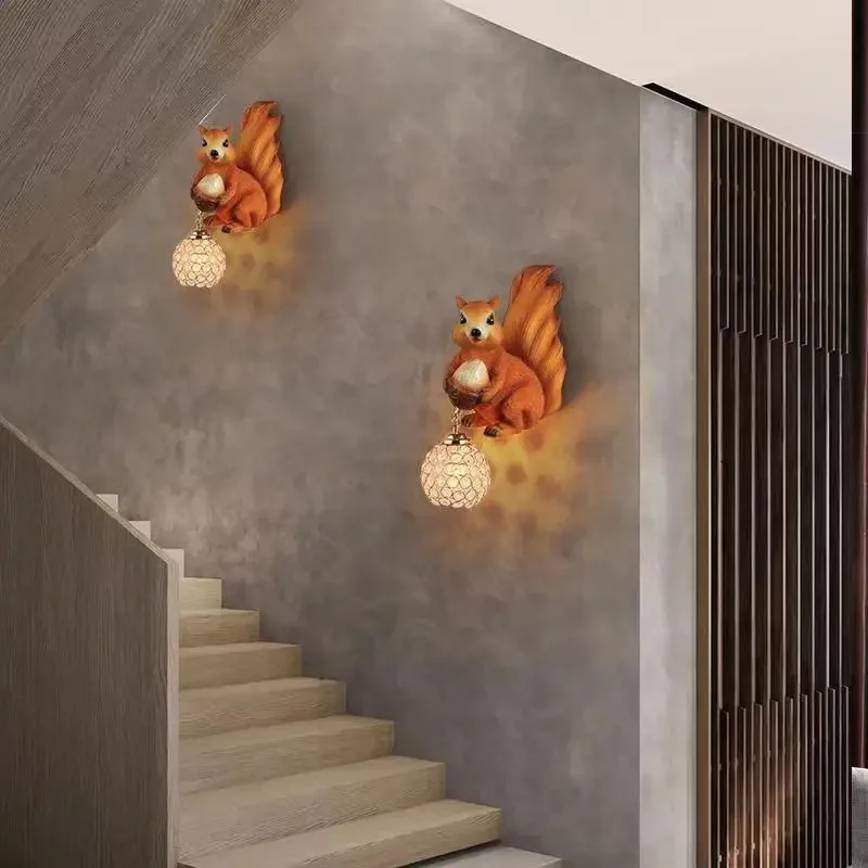 ABEL Modern Resin Wall Lamp LED Indoor Creative Simulation Squirrel Sconce Light for Home Living Room Bedroom Corridor