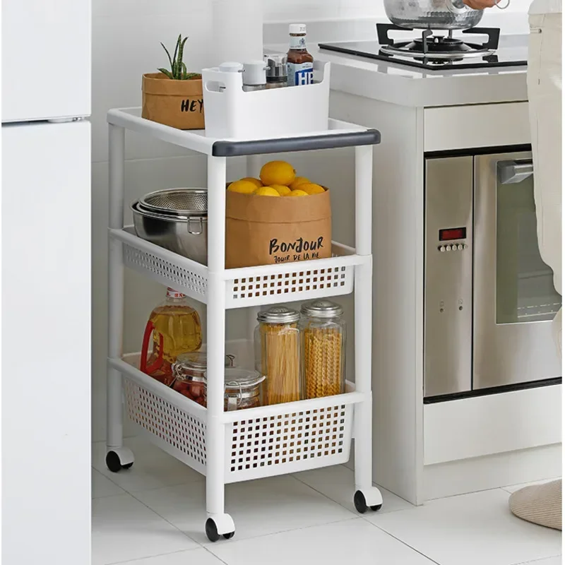 Kitchen Shelf, Multifunctional Removable Storage Shelves, Grid Breathable Shelf, Bathroom Universal Pulley, Fruit Rack 120