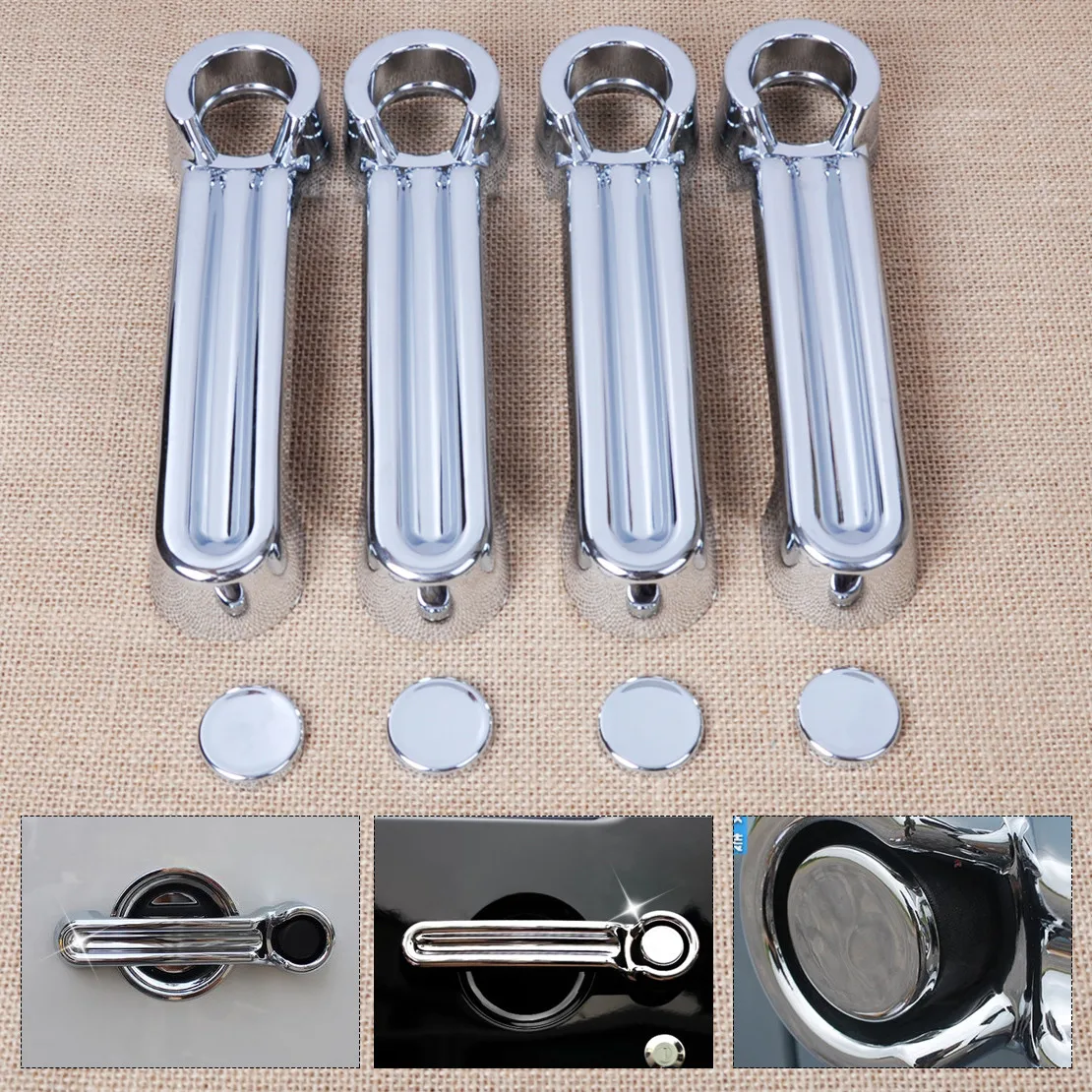 4Pcs New Triple Chrome ABS Door Handle Cover Trim Fit for 2007-2015 JEEP Wrangler JK Liberty Dodge Exterior Door Handle Molding