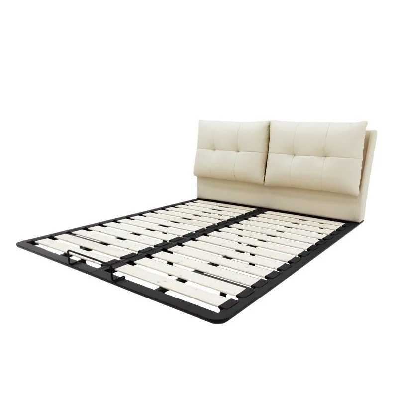 

Floating bed leathe cream wind bed master bedroom queen bed premium