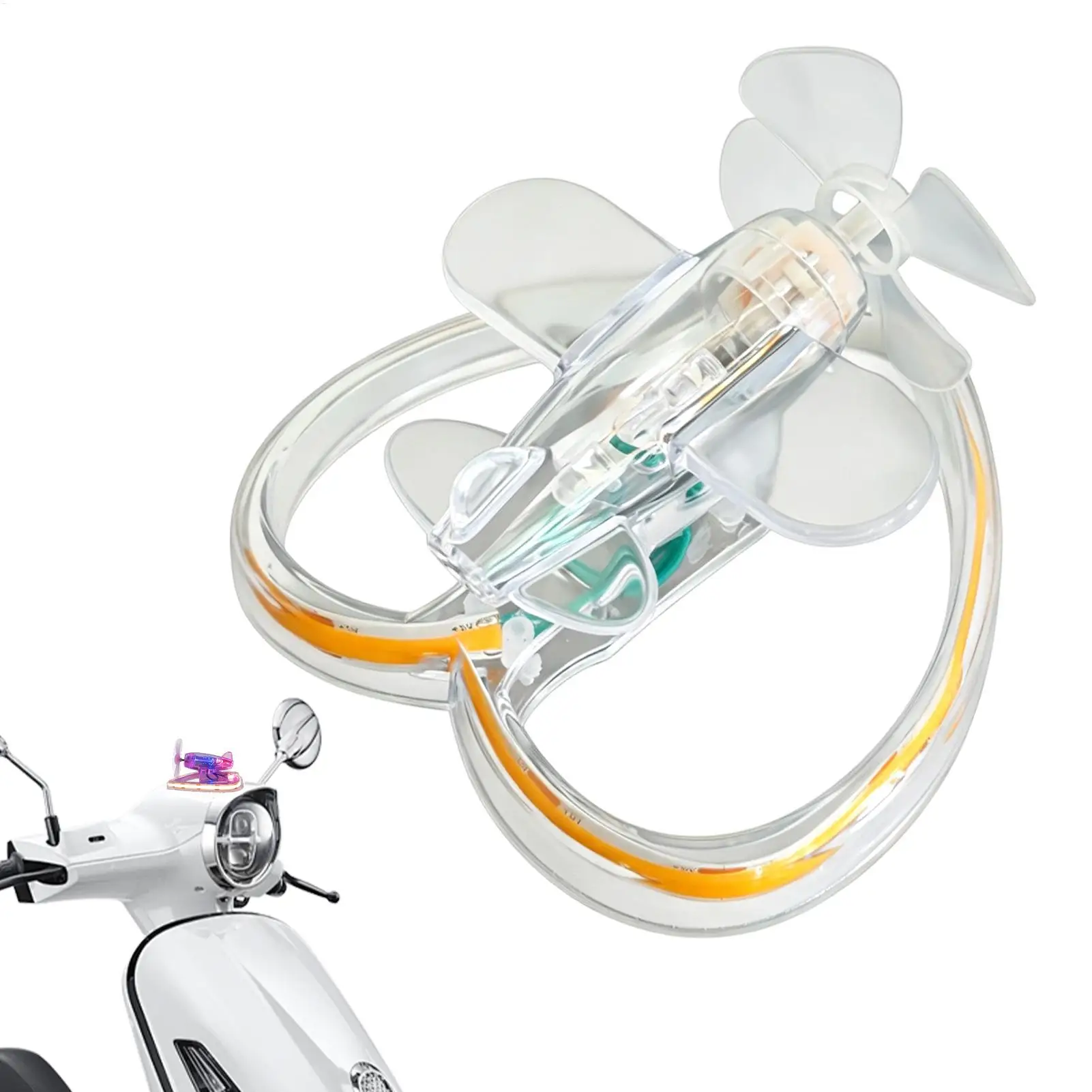 Motorcycle Decorations LED Light Airplane Propeller Heart Adhesive Toys Rotating Mirror Handlebar Decoration For Adults Women