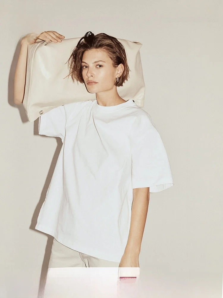 

Женская футболка свободного кроя Hm Studio Essentials с коротким рукавом, повседневная, из хлопка, весна 2026, новинка