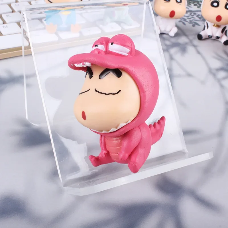 بانداي 6 قطعة/المجموعة 2024 أنيمي تلوين شين تشان كوس الحيوانات Kawaii Q نسخة الشكل البلاستيكية نموذج اللعب دمية جمع سيارة الحلي الهدايا