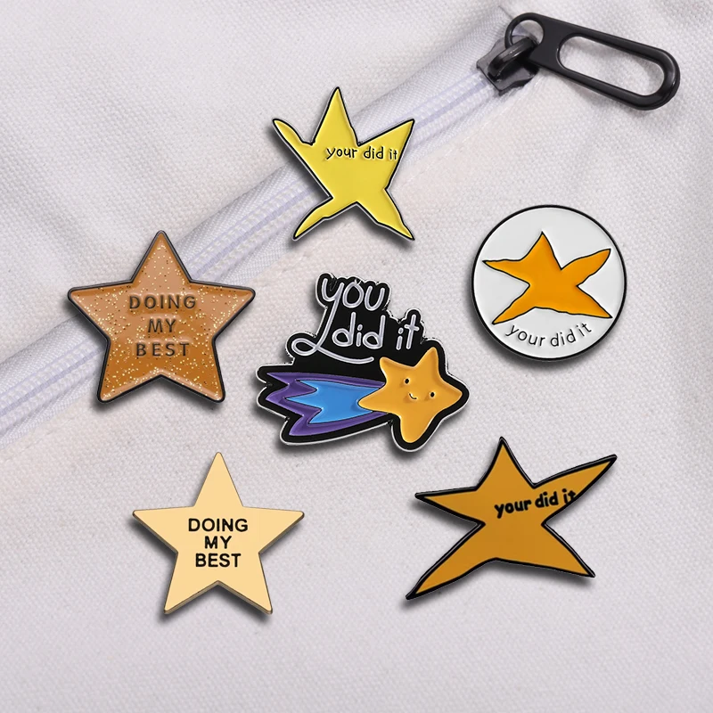 

Your Did It Meme Star Enamel Pins Funny Irregular Meteor Pentagram Doing My Best Brooch Backpack Lapel Badge Decor Jewelry Gifts