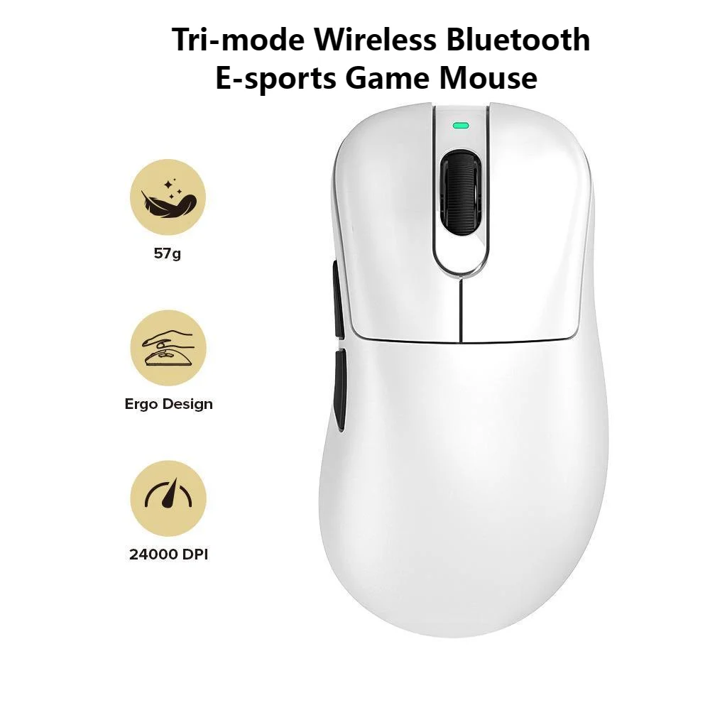 

Tri-mode Wireless Bluetooth+2.4G+Wired E-sports Game Mouse Mute Programmable Ergonomic Lightweight 24000DPI Mice For PC Desktop