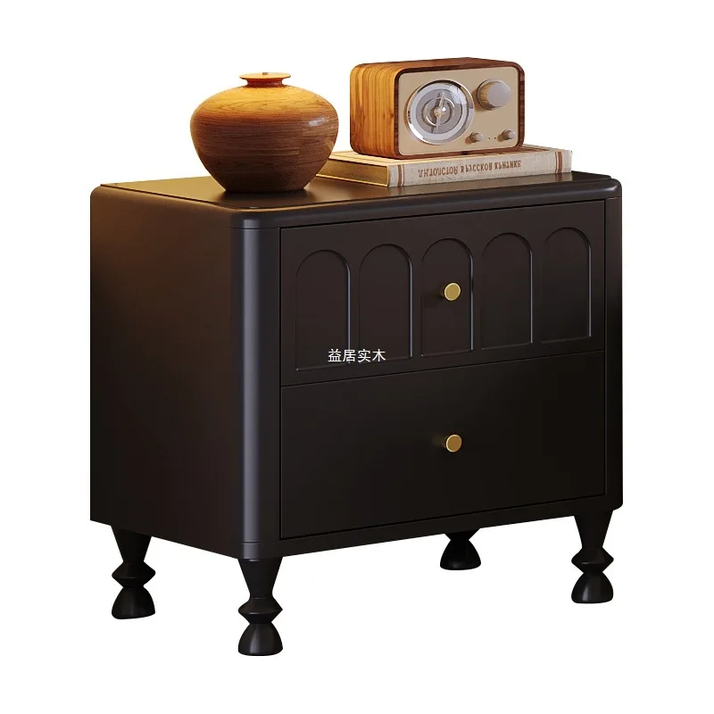 

French retro style bedside table, simple cabinet, modern solid wood locker, household light luxury bedside storage cabinet