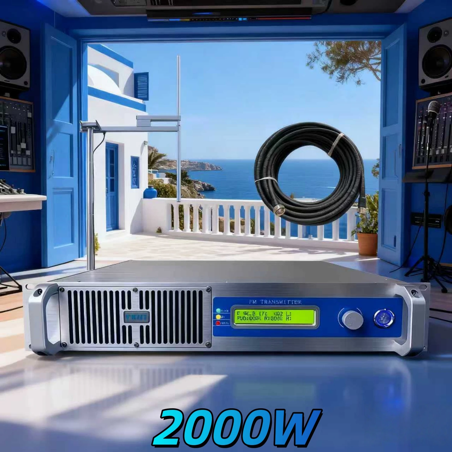 

TC- Professional-Grade 2000W FM Transmitter with Antenna & Cable – Consistent Operation for Commercial Broadcasting