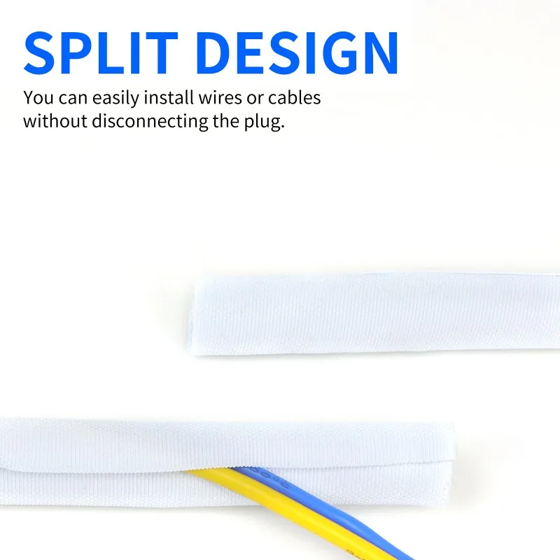 2/5/10M Self Closed PET Braid Cable Sleeve White 3mm - 30mm Loom Split Tube Auto Line Management Wire Wrap Protection Organiser