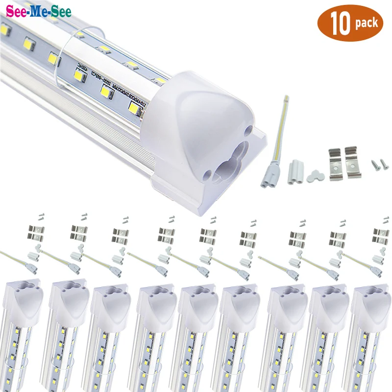 10pcs/lot 8FT 2.4M 68W 6100lm T8 LED Bulb Tube Light Dual V-Shape Integrated Single Fixture Tube Light Ceiling Light