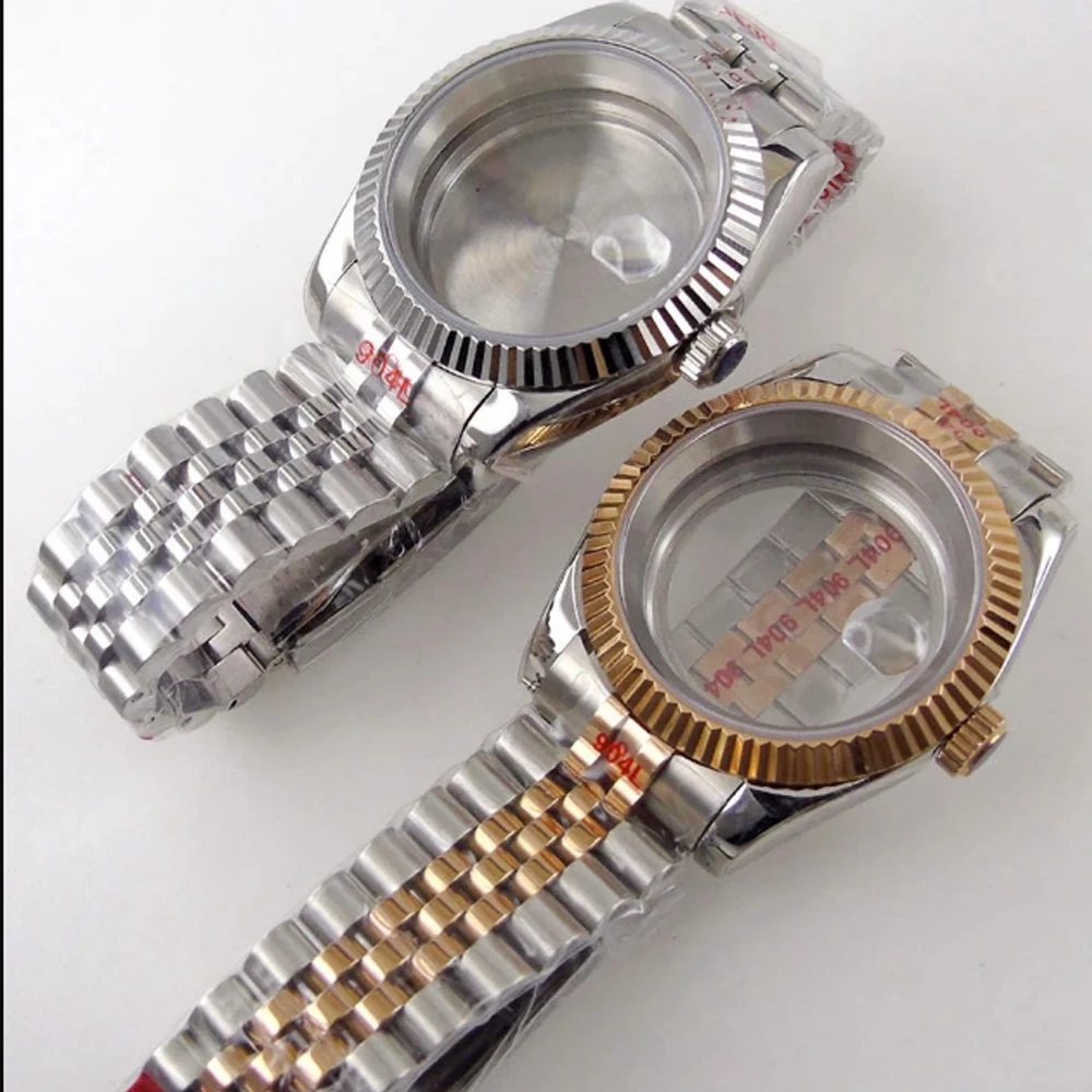 Luxury 36mm/39mm Sapphire watch case Two Tone case 10BARS fit NH35 NH36 NH34 ETA2824 2836 Miyota8215 PT5000 DG2813 3804 movement