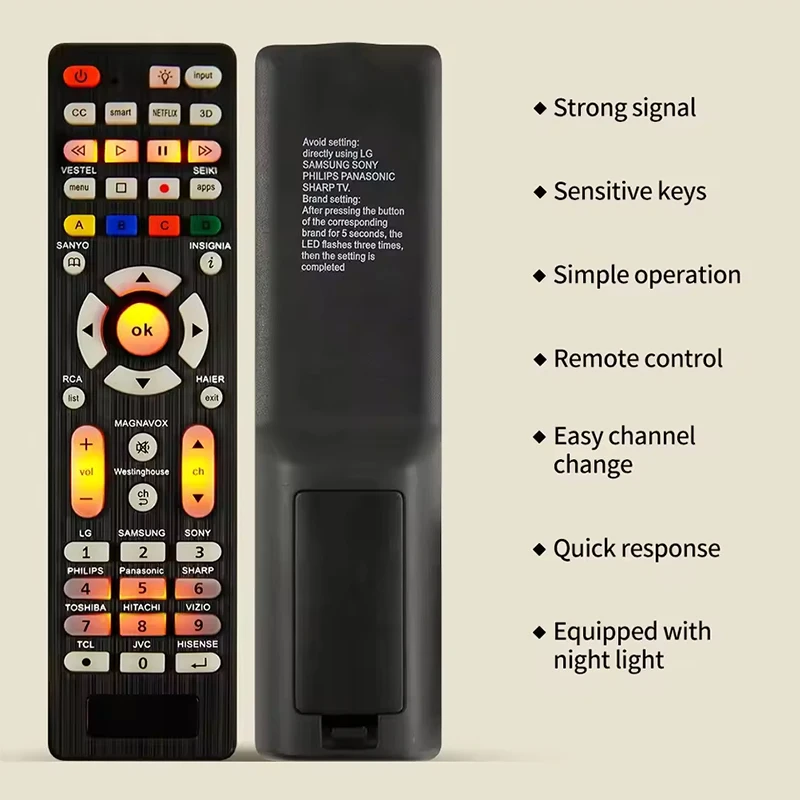 Universal RC-G008 Replcement Remote Control With Light In The Night For All Models And Brands TV Suitable For LCD TVs