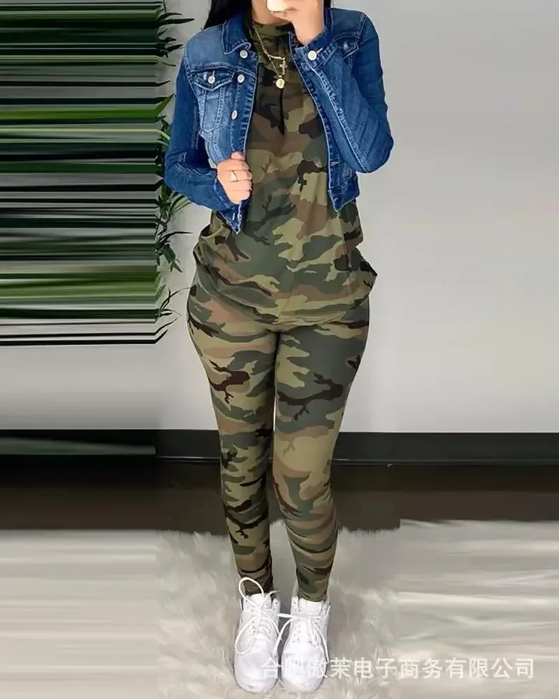 Camouflage Print Pant Sets Tracksuit Two Piece Sets Womens Outifits Sport Spring Summer Autumn Matching Sets Long Leggings