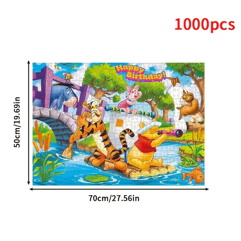 Puzzle tigrou, porcelet et Bourriquet, scène de forêt de Winnie-the-Pooh avec signe joyeux anniversaire, carton épais Irregul, 1000 pièces