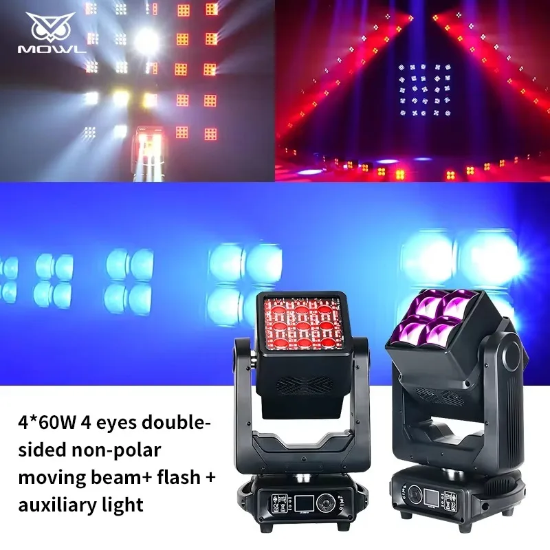 Dual Side 4x60W 400W RGBW LED Moving Head Projection Light DMX Beam Wash Strobe Effect for Bar Disco Club Stage view 4