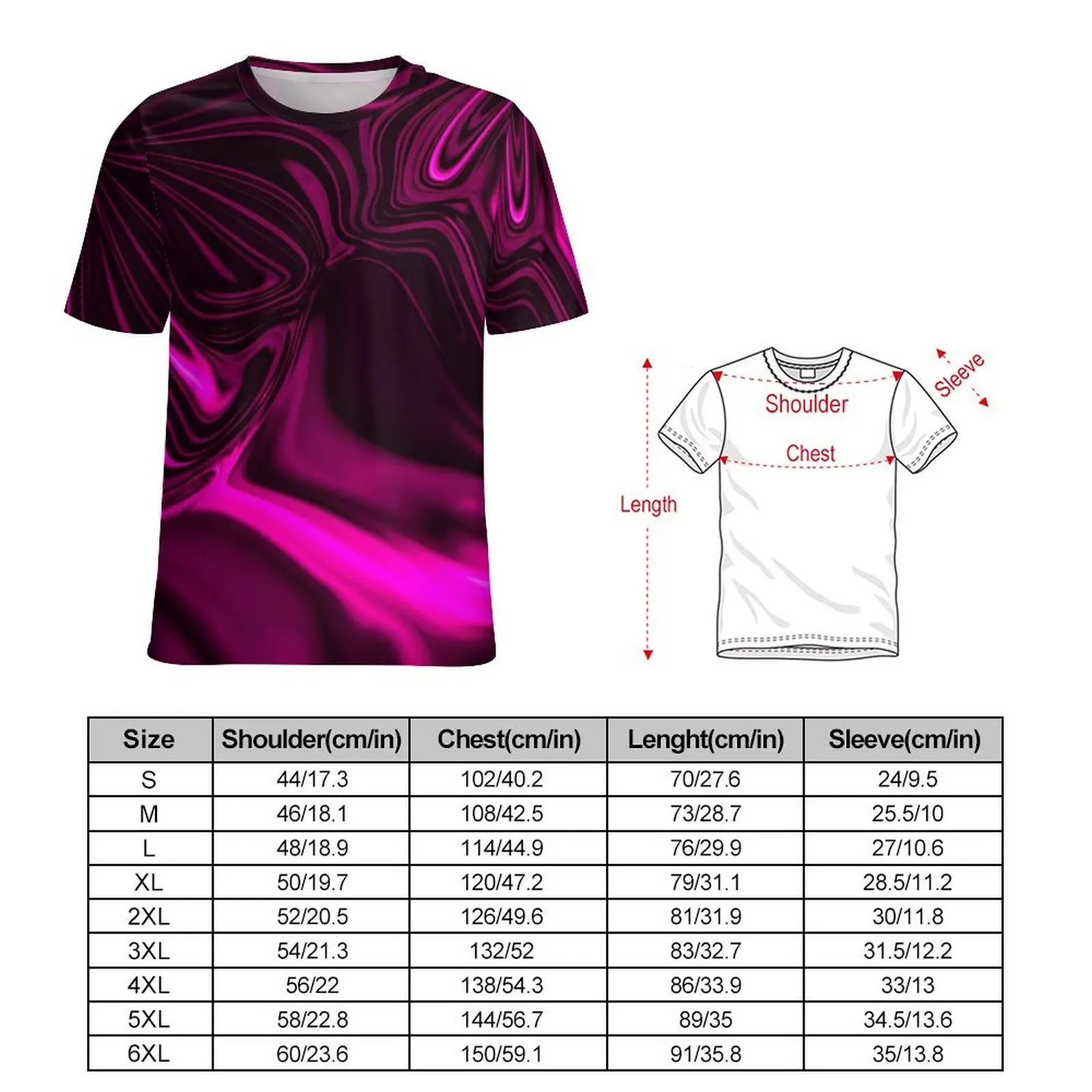 Abstract Curve T-Shirt Pink Traces Print Harajuku T-Shirts Male Kawaii Tee Shirt Beach Short Sleeve Printed Clothes Plus Size
