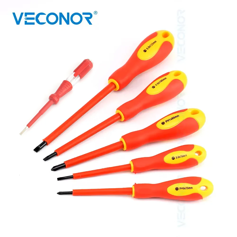 6PCS Screwdrivers Hand Tools  Set of VDE Insulated Household Electrical Screwdriver Tool Magnetic Tip 1000V