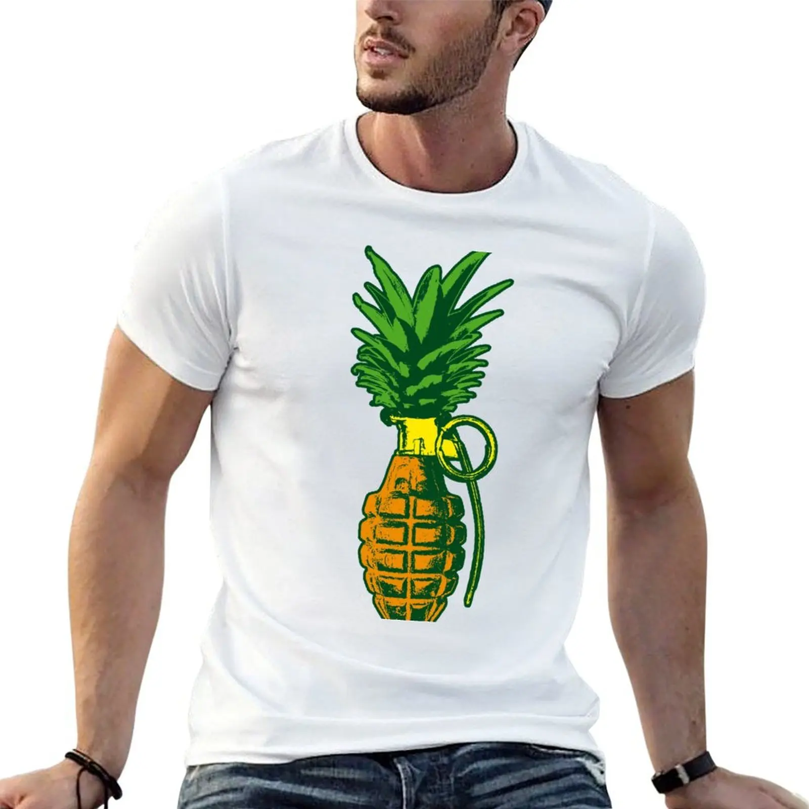 

Pineapple Grenade Vintage Distressed Funny Summer Pop Art T-Shirt man t shirt luxury cotton t shirt pack T-Shirt