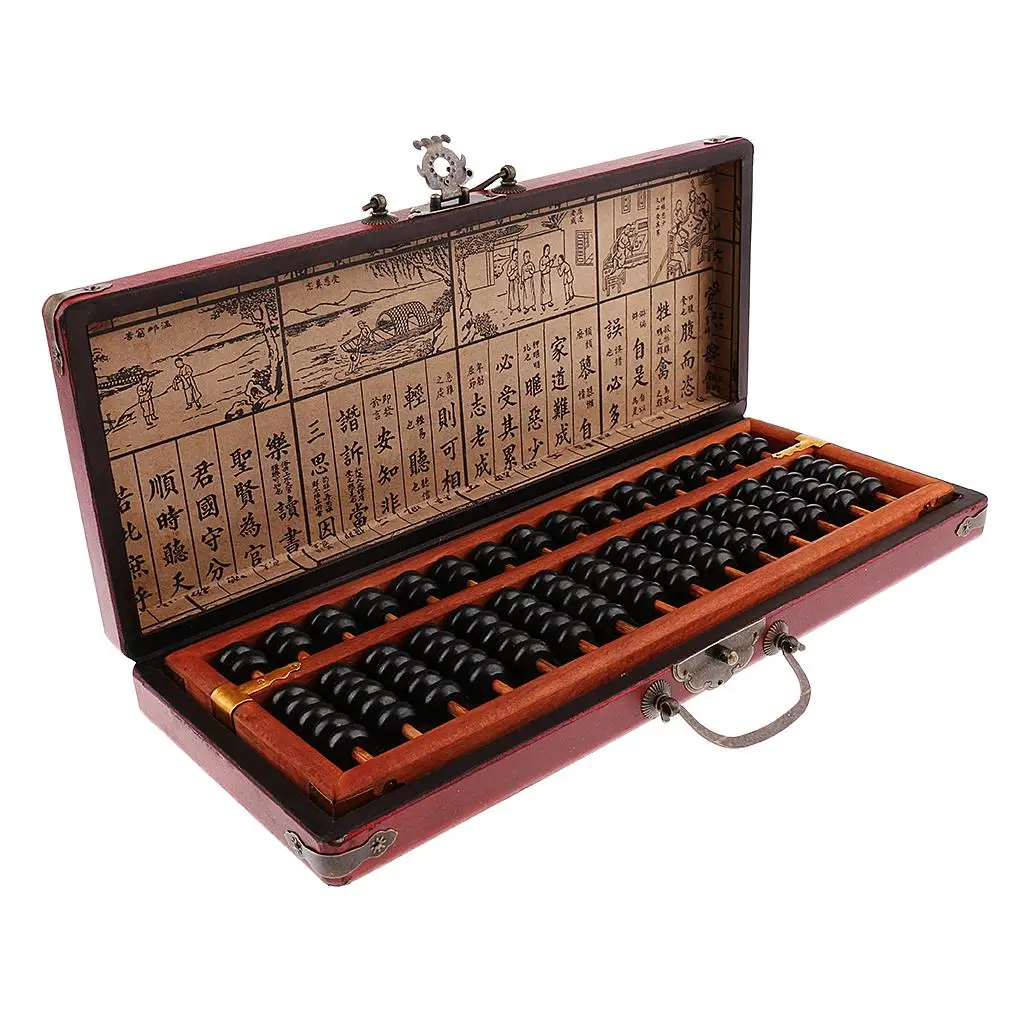 Vintage Wooden Bead Arithmetic Abacus Ancient Chinese Calculator 15 Rows, Kids Educational Toy, Adults Collectibles