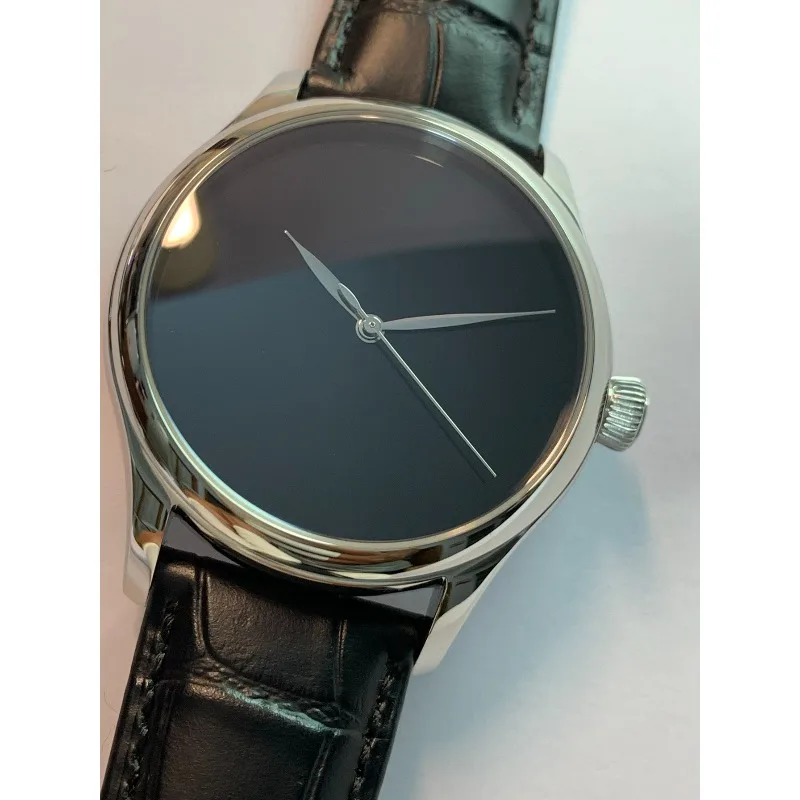 Pure black watch ETA2824 fine grinding movement, American alligator leather belt, all black mirror