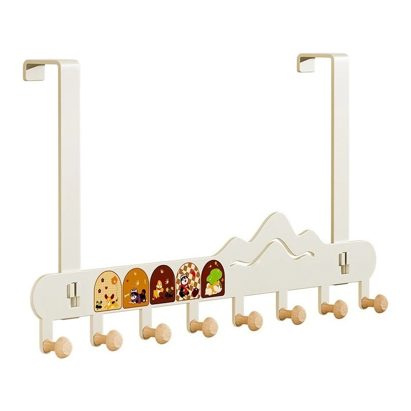 Over The Door Wooden Hooks Hanger No Drill Coat Rack for Entryway Organization