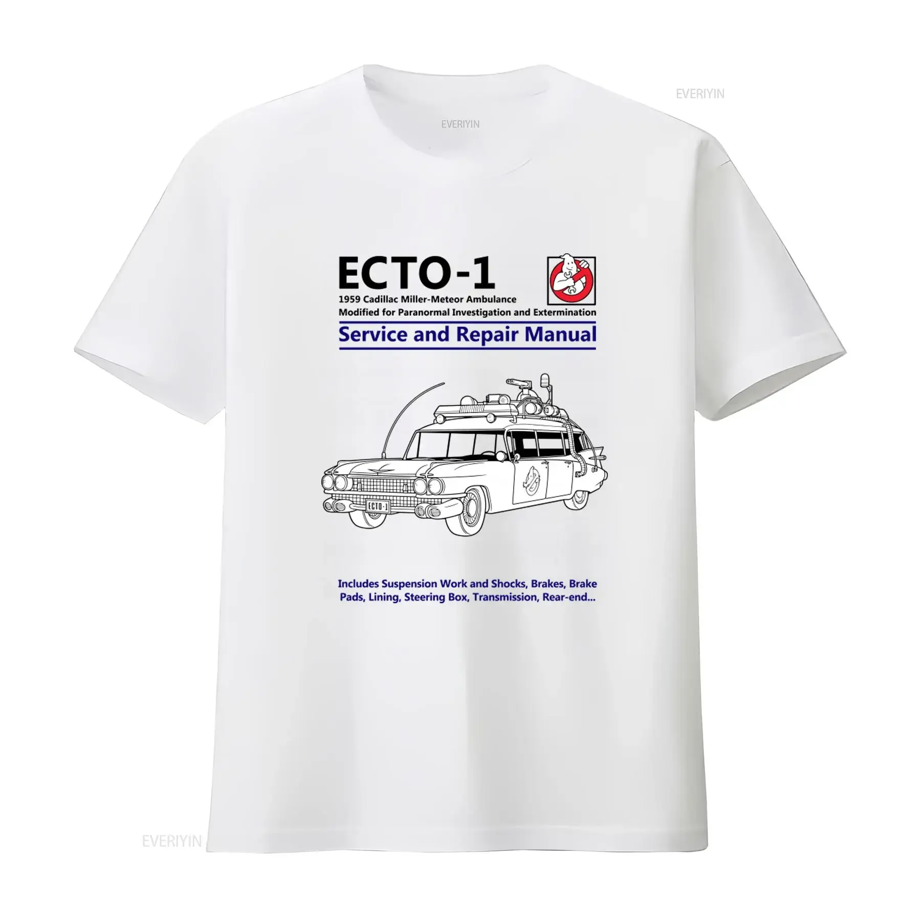 Camiseta ECTO 1 Ghostbuster Ambulance Car Service Repair Manual, Diseño Vintage, La Mejor Película, Para Adultos, Vintage, Ligeramente Elegante