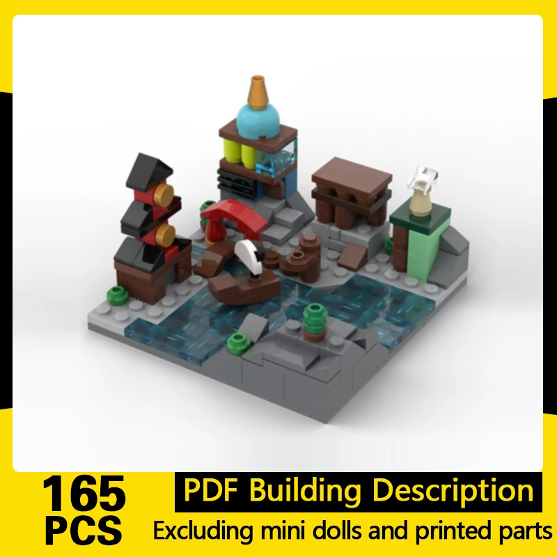 

Street View Model MOC Building Bricks Asian Style Harbor Village Modular Technology Gifts Holiday Assemble Children Toys Suit