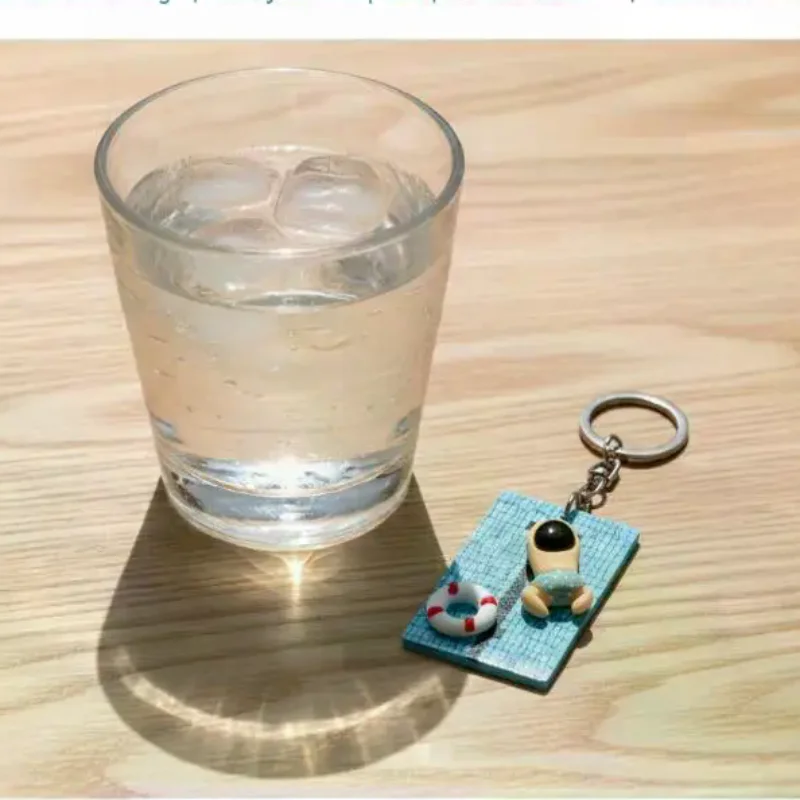Pool Keychain Swimming Car Key Ring Blue Yellow Colorful Pendant for Men Women Teenagers Daily Use Sports Bags