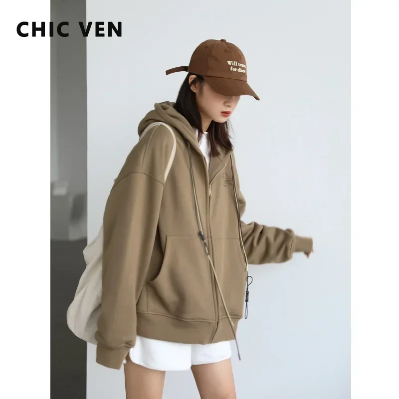 CHICVEN Women Sweatshirt Thick Warm Loose Long Sleeve Woman Hooded Coat Cotton Liner Thicken Female Autumn Winter 2022