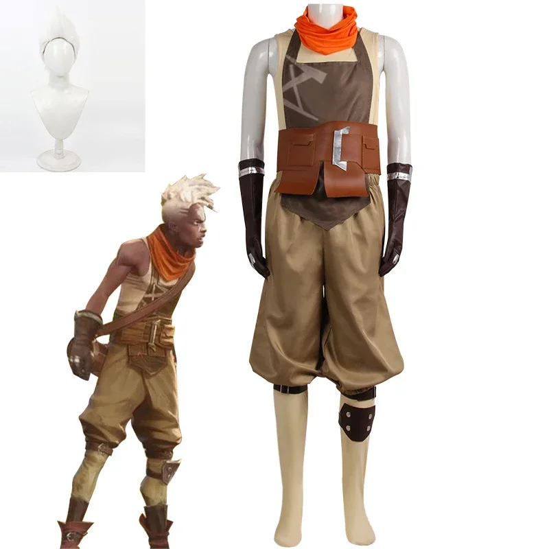 FC6Arcane Tv Lol Ekko Cosplay Costume Wig Pants Suit Game RolePlay Boy Savior Outfit Halloween Anime Game Fancy Party Men W@FC8！
