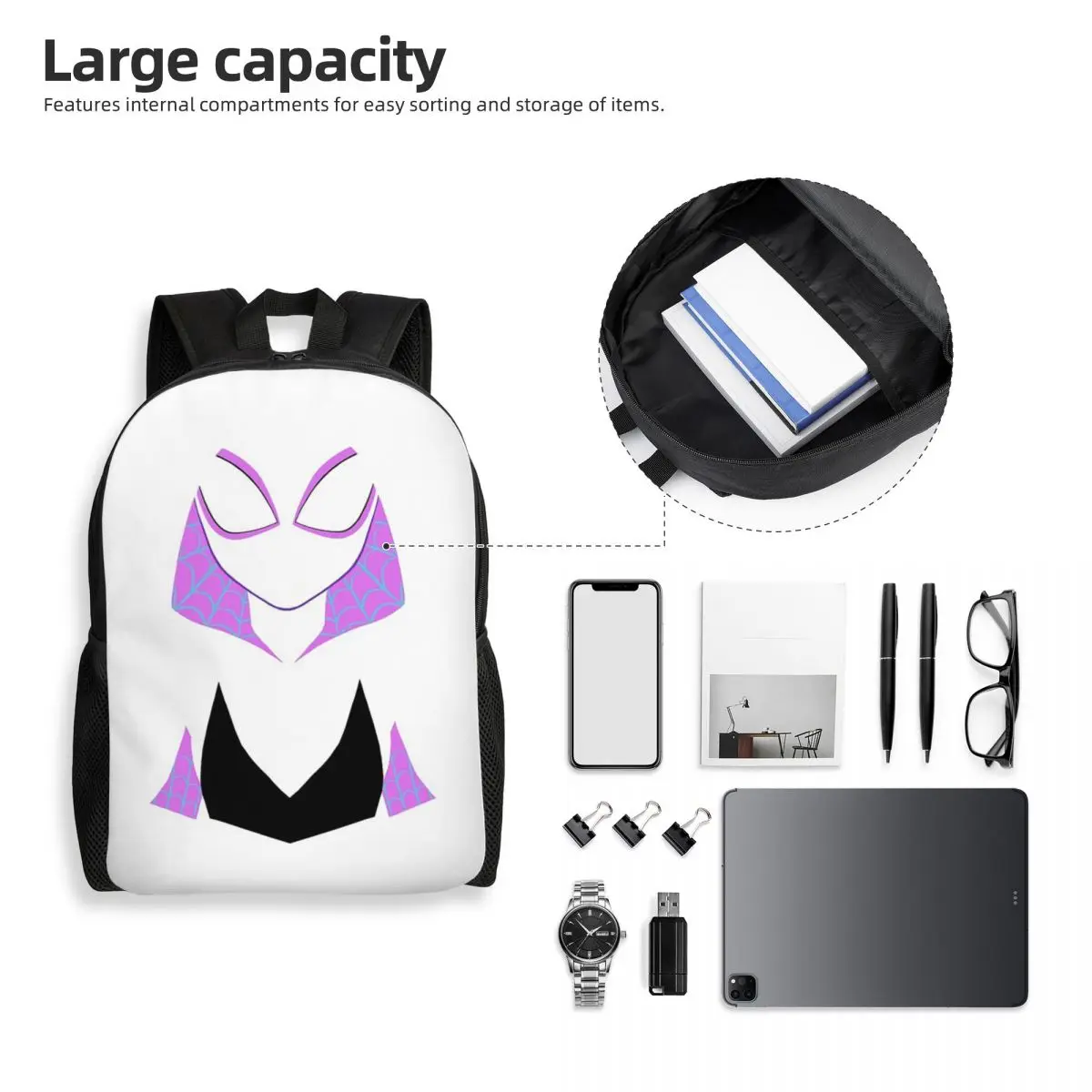 Gwen Stacy Spider Superior Version Backpack Student Boys Girls BookBag School Bag Laptop Shoulder Bags