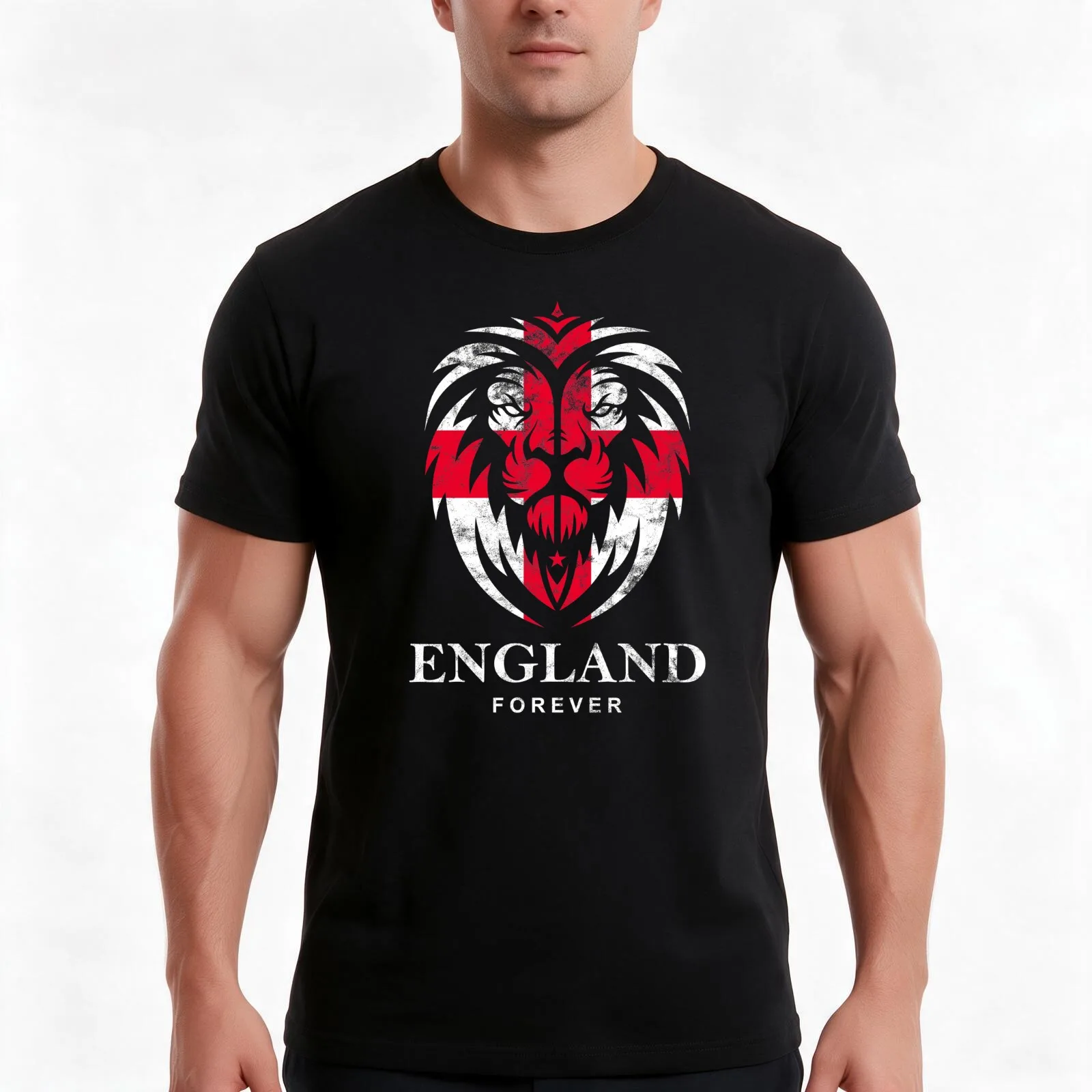 ENGLAND LIONHEAD ST. GEORGE CROSS T-Shirt, Summer Casual Cotton Tee, Oversized Streetwear Tops, Vintage Graphic Print