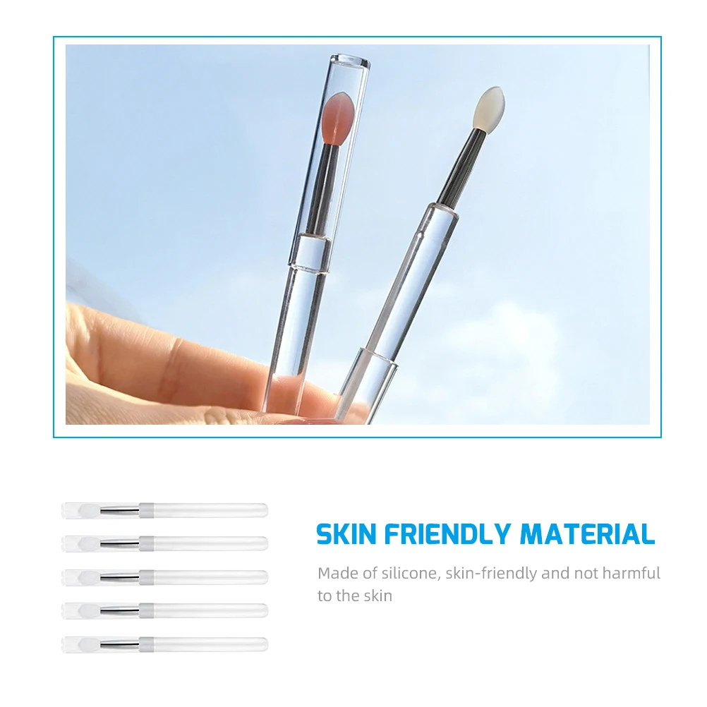 5Pcs Silicone Lip Brush Minimal Waste Design Multi Use for Eyeshadow Lip Mask Application Women Beauty Brush Kit