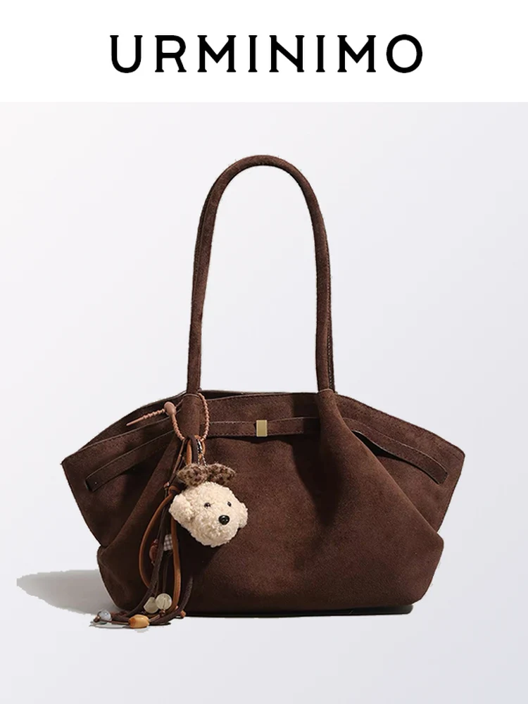 

Suede Frosted Tote Bag Women's 2026 New Autumn Winter Brown Large Capacity Commuter Single Shoulder Armpit Bag Casual Simple ...